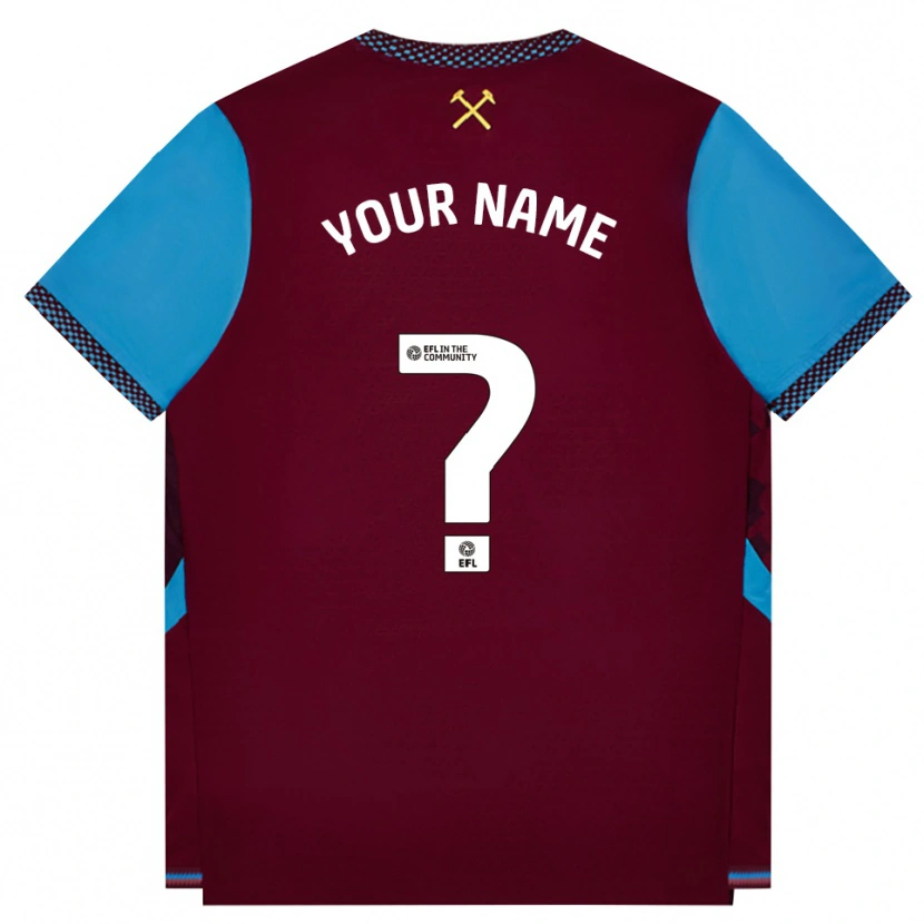 Danxen Heren Uw Naam #0 Bordeaux Korenbloemblauw Thuisshirt Thuistenue 2026/27 T-Shirt