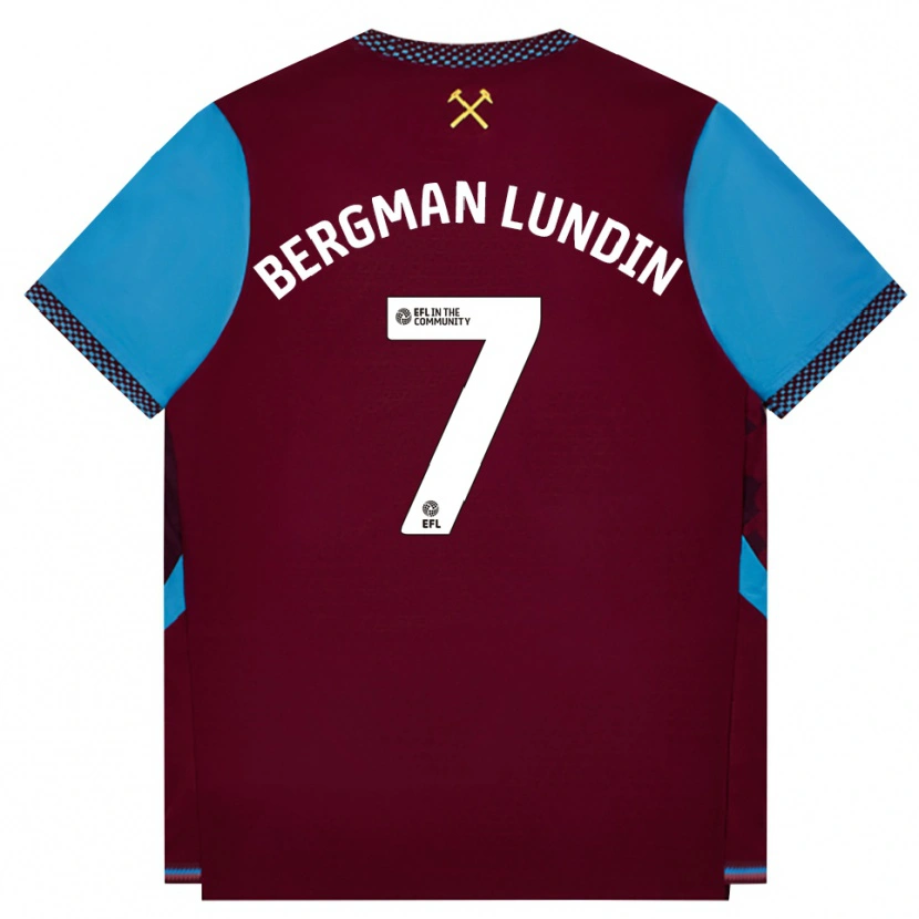 Danxen Heren Marika Bergman-Lundin #7 Bordeaux Korenbloemblauw Thuisshirt Thuistenue 2026/27 T-Shirt