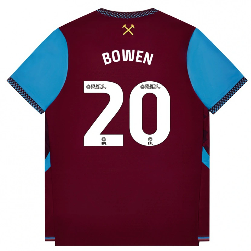 Danxen Heren Jarrod Bowen #20 Bordeaux Korenbloemblauw Thuisshirt Thuistenue 2026/27 T-Shirt