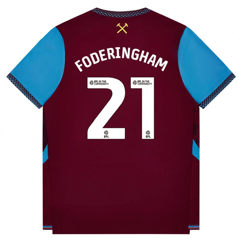 Danxen Heren Wes Foderingham #21 Bordeaux Korenbloemblauw Thuisshirt Thuistenue 2026/27 T-Shirt