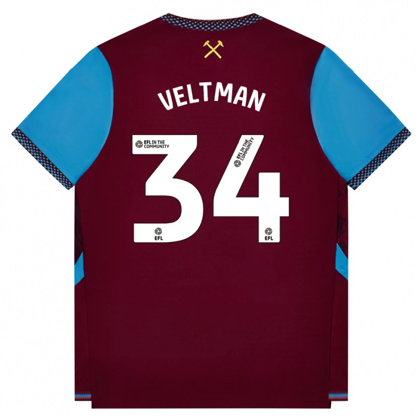 Danxen Heren Joël Veltman #34 Bordeaux Korenbloemblauw Thuisshirt Thuistenue 2026/27 T-Shirt