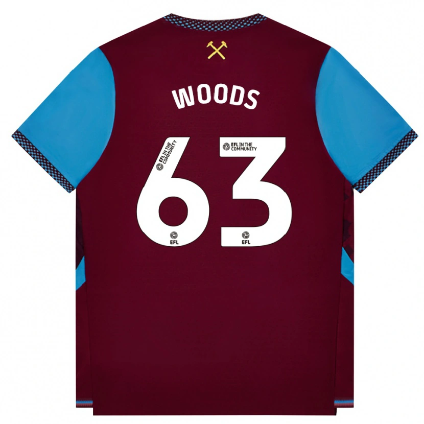 Danxen Heren Archie Woods #63 Bordeaux Korenbloemblauw Thuisshirt Thuistenue 2026/27 T-Shirt