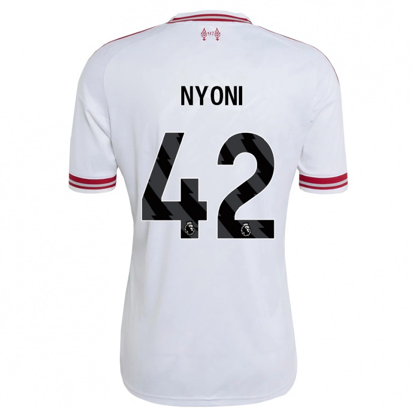 Danxen Heren Trey Nyoni #42 Rood Wit Uitshirt Uittenue 2026/27 T-Shirt