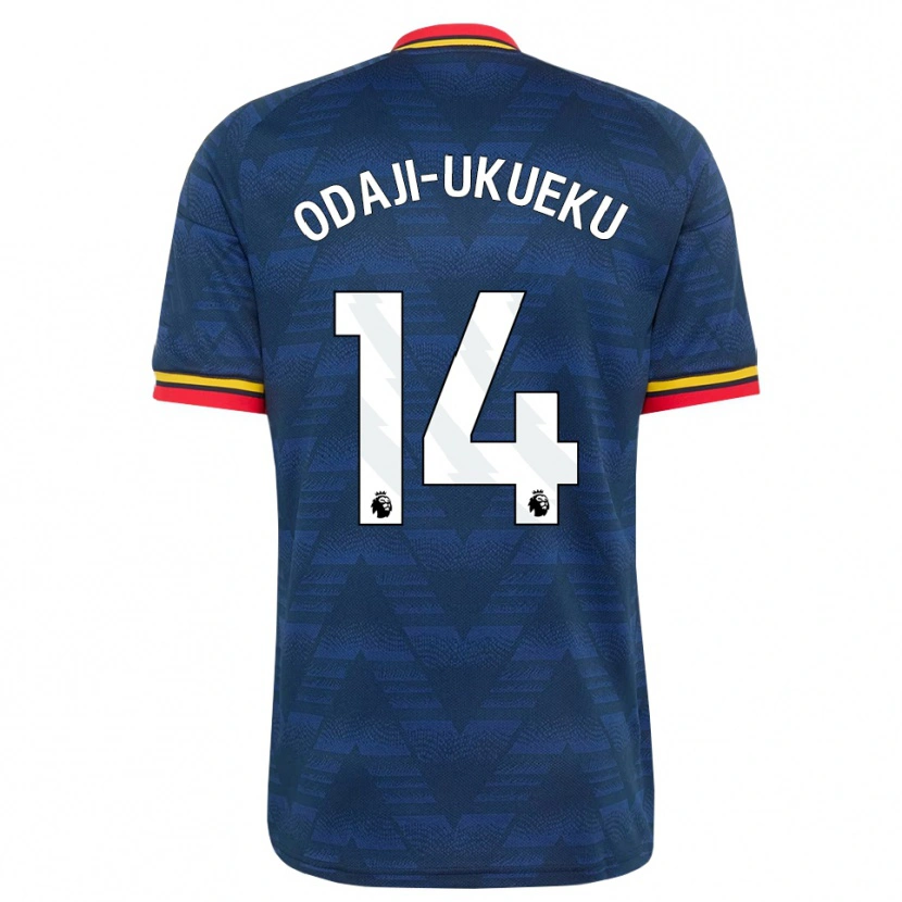 Danxen Heren Theo Odaji-Ukueku #14 Middernachtblauw Geel Rood Uitshirt Uittenue 2026/27 T-Shirt