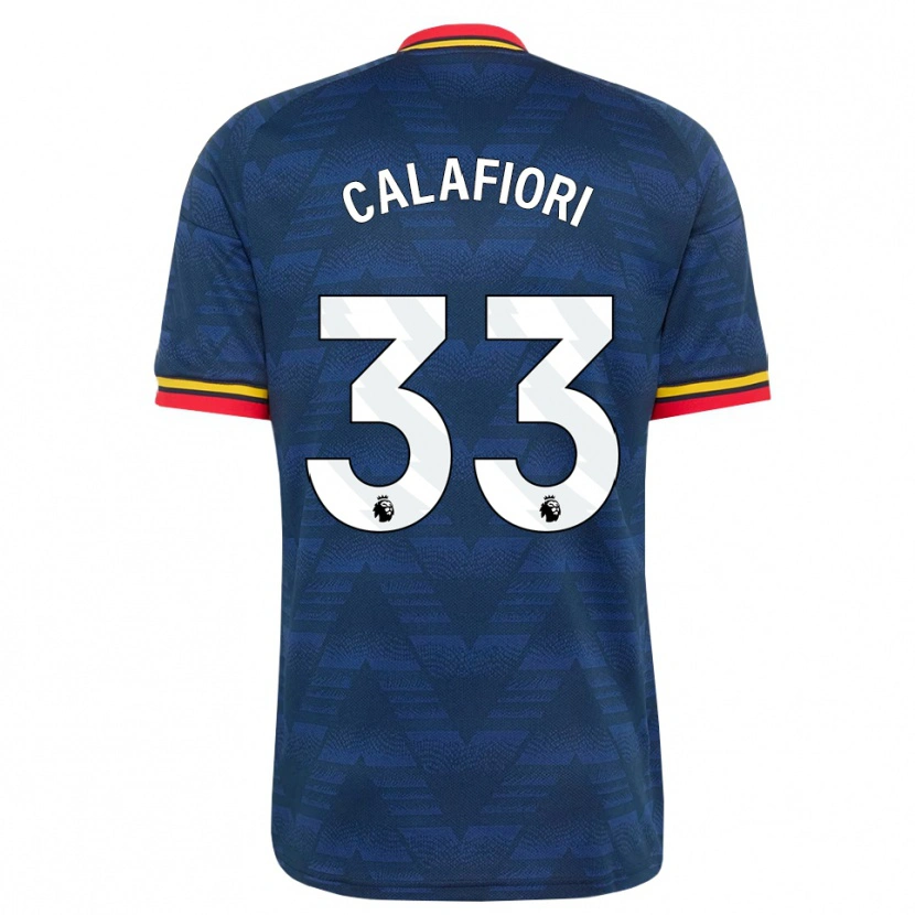 Danxen Heren Riccardo Calafiori #33 Middernachtblauw Geel Rood Uitshirt Uittenue 2026/27 T-Shirt