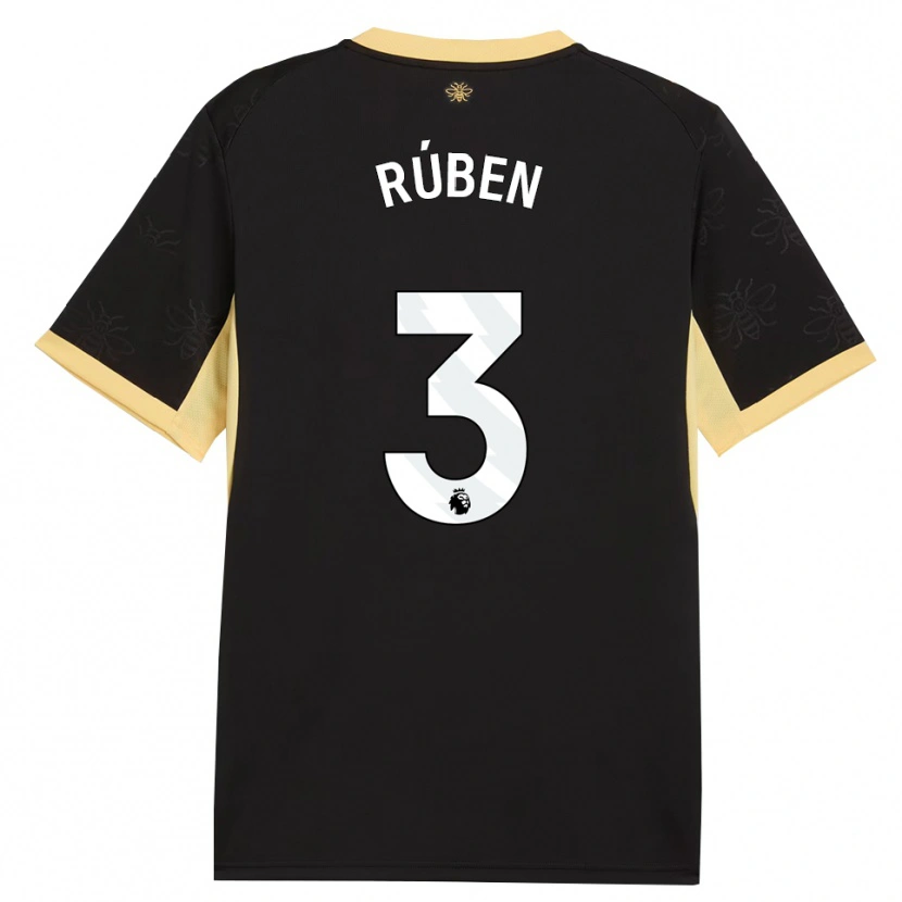 Danxen Heren Rúben Dias #3 Zwart Geel Uitshirt Uittenue 2026/27 T-Shirt
