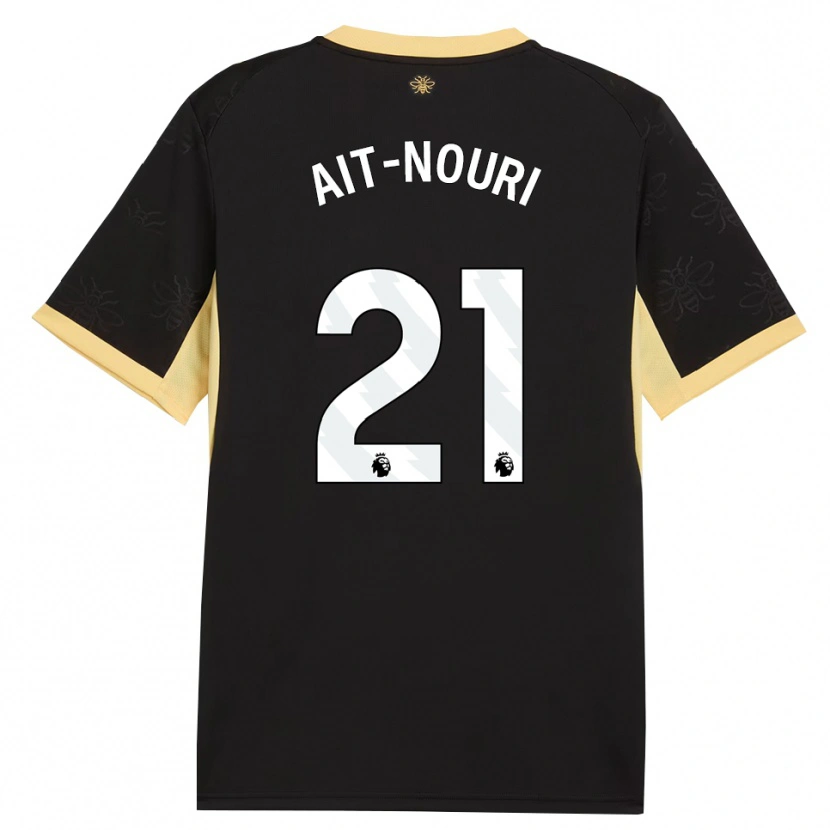 Danxen Heren Rayan Aït-Nouri #21 Zwart Geel Uitshirt Uittenue 2026/27 T-Shirt