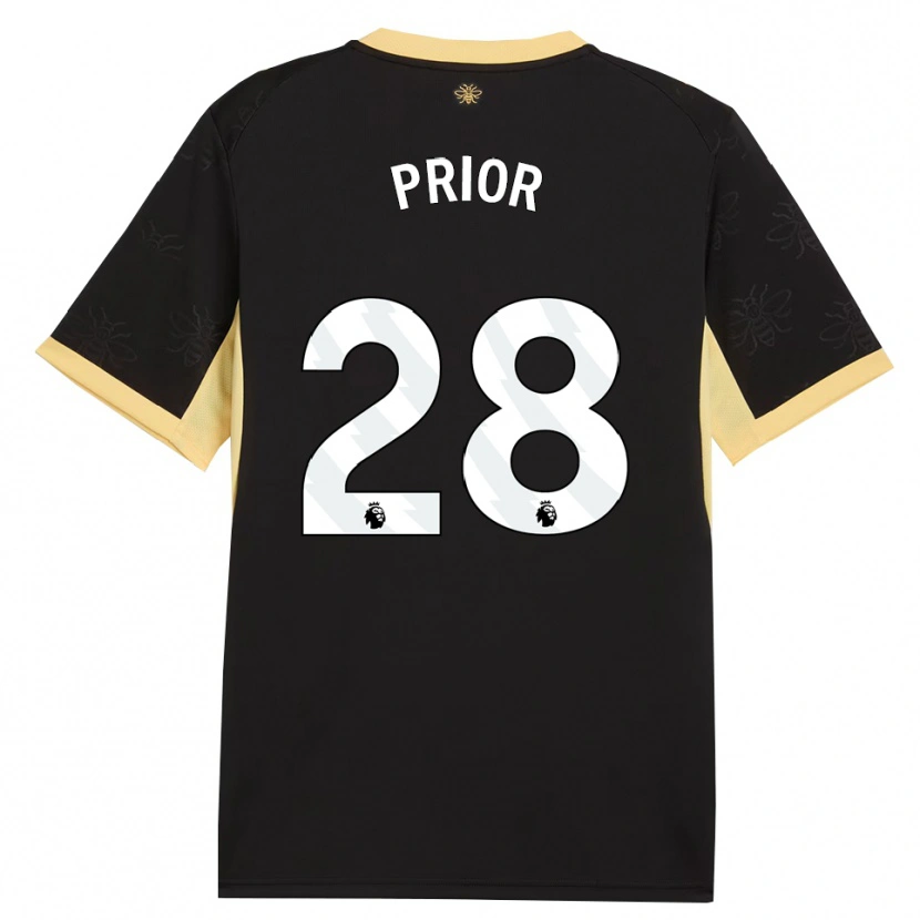 Danxen Heren Gracie Prior #28 Zwart Geel Uitshirt Uittenue 2026/27 T-Shirt