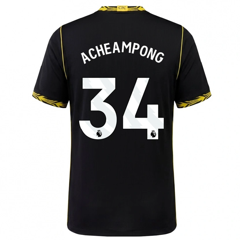 Danxen Heren Josh Acheampong #34 Zwart Geel Uitshirt Uittenue 2026/27 T-Shirt
