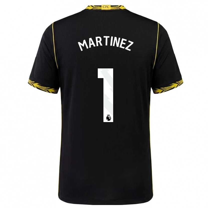 Danxen Heren Emiliano Martínez #1 Zwart Geel Uitshirt Uittenue 2026/27 T-Shirt