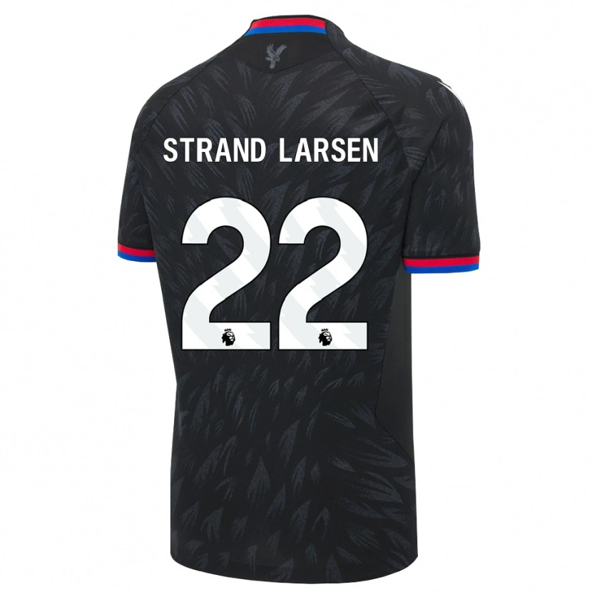 Danxen Heren Jørgen Strand Larsen #22 Zwart Blauw Rood Uitshirt Uittenue 2026/27 T-Shirt