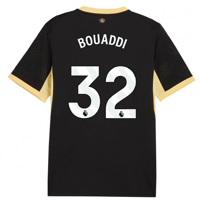 Danxen Heren Ayyoub Bouaddi #32 Zwart Geel Uitshirt Uittenue 2026/27 T-Shirt