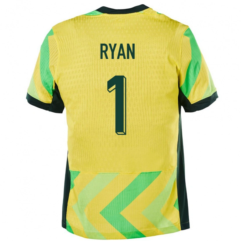 Danxen Kinderen Australië Mathew Ryan #1 Goud Thuisshirt Thuistenue 24-26 T-Shirt