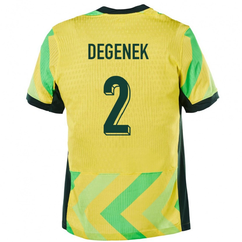 Danxen Kinderen Australië Milos Degenek #2 Goud Thuisshirt Thuistenue 24-26 T-Shirt