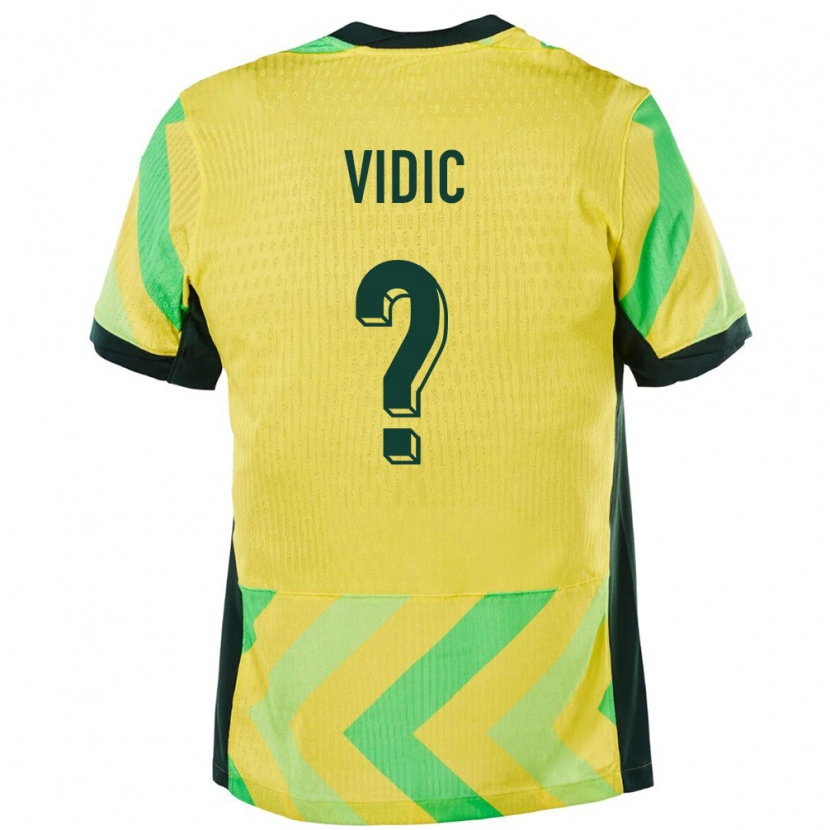 Danxen Kinderen Australië Justin Vidic #0 Goud Thuisshirt Thuistenue 24-26 T-Shirt