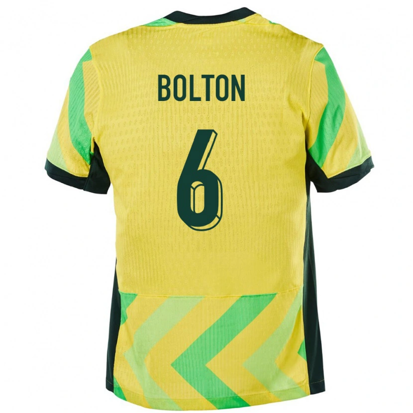 Danxen Kinderen Australië Alex Bolton #6 Goud Thuisshirt Thuistenue 24-26 T-Shirt