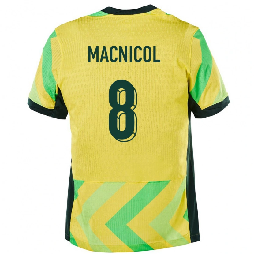 Danxen Kinderen Australië Quinn Macnicol #8 Goud Thuisshirt Thuistenue 24-26 T-Shirt