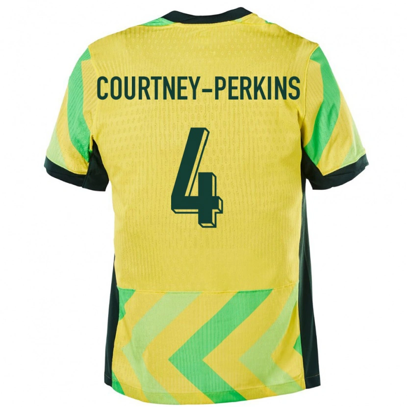 Danxen Kinderen Australië Jordan Courtney Perkins #4 Goud Thuisshirt Thuistenue 24-26 T-Shirt