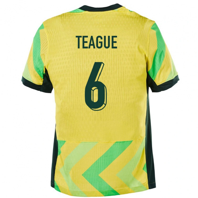 Danxen Kinderen Australië Ryan Teague #6 Goud Thuisshirt Thuistenue 24-26 T-Shirt