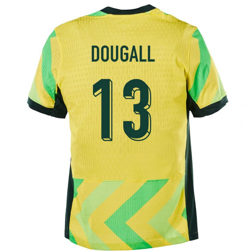 Danxen Kinderen Australië Kenny Dougall #13 Goud Thuisshirt Thuistenue 24-26 T-Shirt