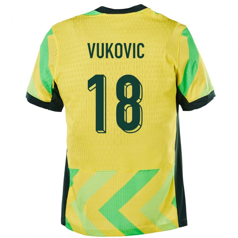 Danxen Kinderen Australië Danny Vukovic #18 Goud Thuisshirt Thuistenue 24-26 T-Shirt