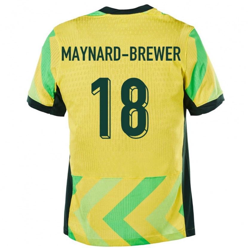 Danxen Kinderen Australië Ashley Maynard Brewer #18 Goud Thuisshirt Thuistenue 24-26 T-Shirt