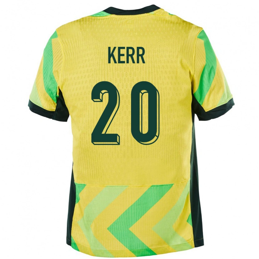 Danxen Kinderen Australië Sam Kerr #20 Goud Thuisshirt Thuistenue 24-26 T-Shirt