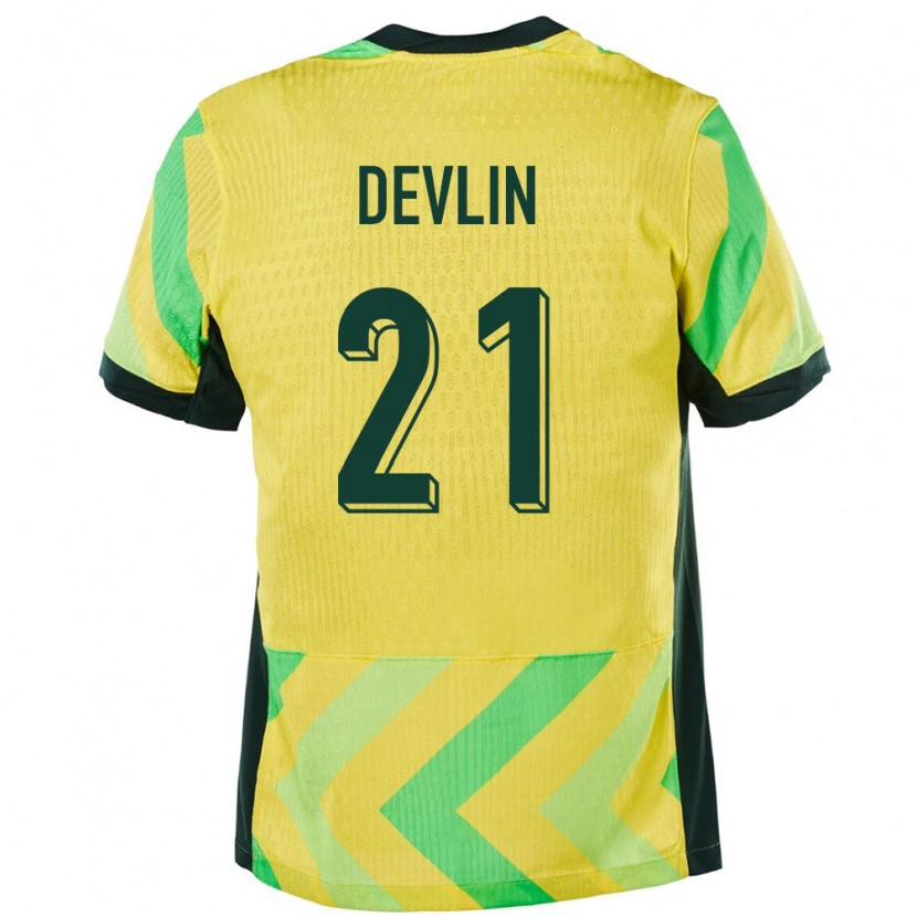 Danxen Kinderen Australië Cameron Devlin #21 Goud Thuisshirt Thuistenue 24-26 T-Shirt
