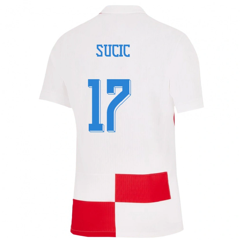 Danxen Kinderen Kroatië Petar Sucic #17 Wit Rood Thuisshirt Thuistenue 24-26 T-Shirt