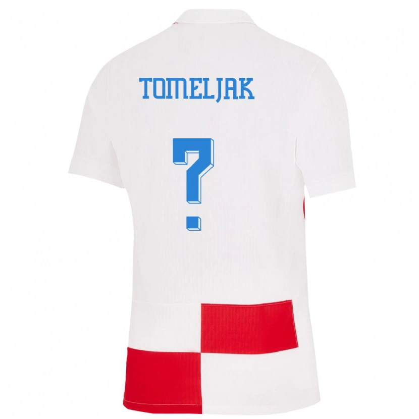 Danxen Kinderen Kroatië Noa Tomeljak #0 Wit Rood Thuisshirt Thuistenue 24-26 T-Shirt