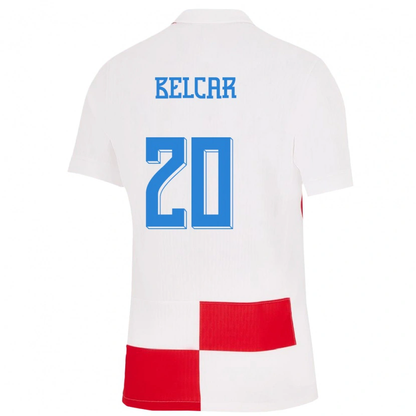 Danxen Kinderen Kroatië Leon Belcar #20 Wit Rood Thuisshirt Thuistenue 24-26 T-Shirt