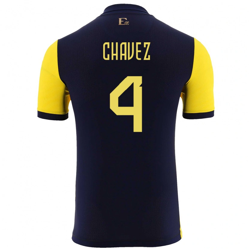 Danxen Kinderen Ecuador Jhoanner Chávez #4 Geel Thuisshirt Thuistenue 24-26 T-Shirt