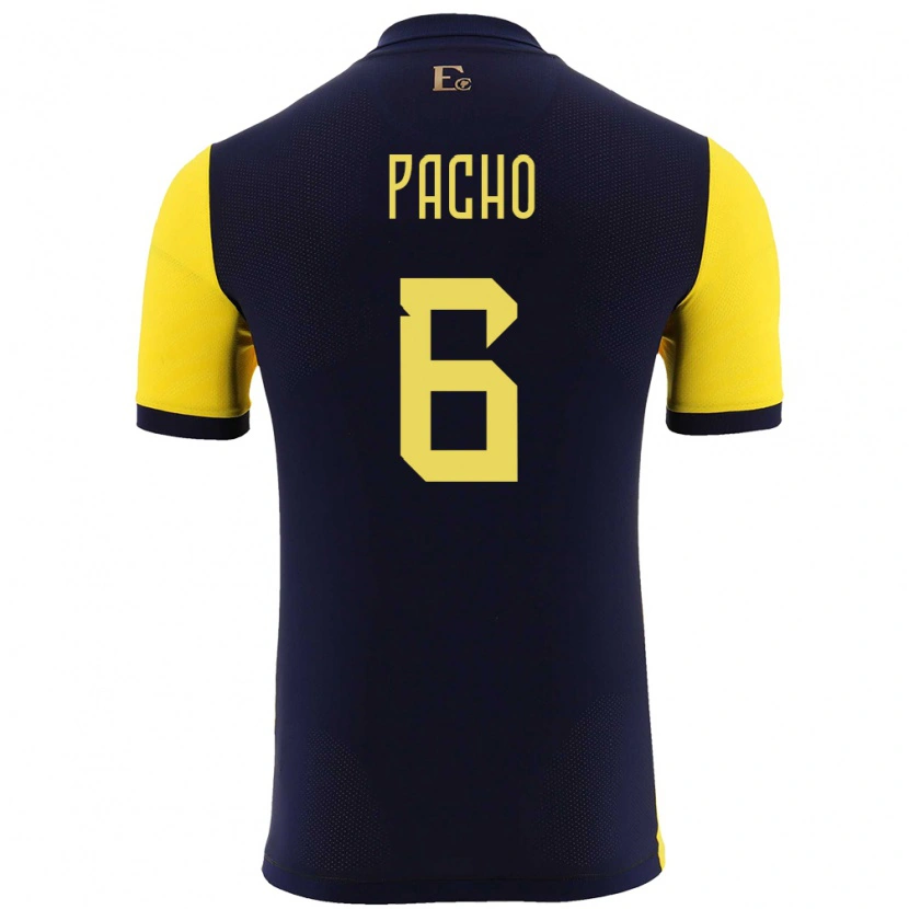 Danxen Kinderen Ecuador Willian Pacho #6 Geel Thuisshirt Thuistenue 24-26 T-Shirt