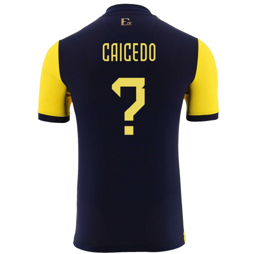 Danxen Kinderen Ecuador Elian Caicedo #0 Geel Thuisshirt Thuistenue 24-26 T-Shirt