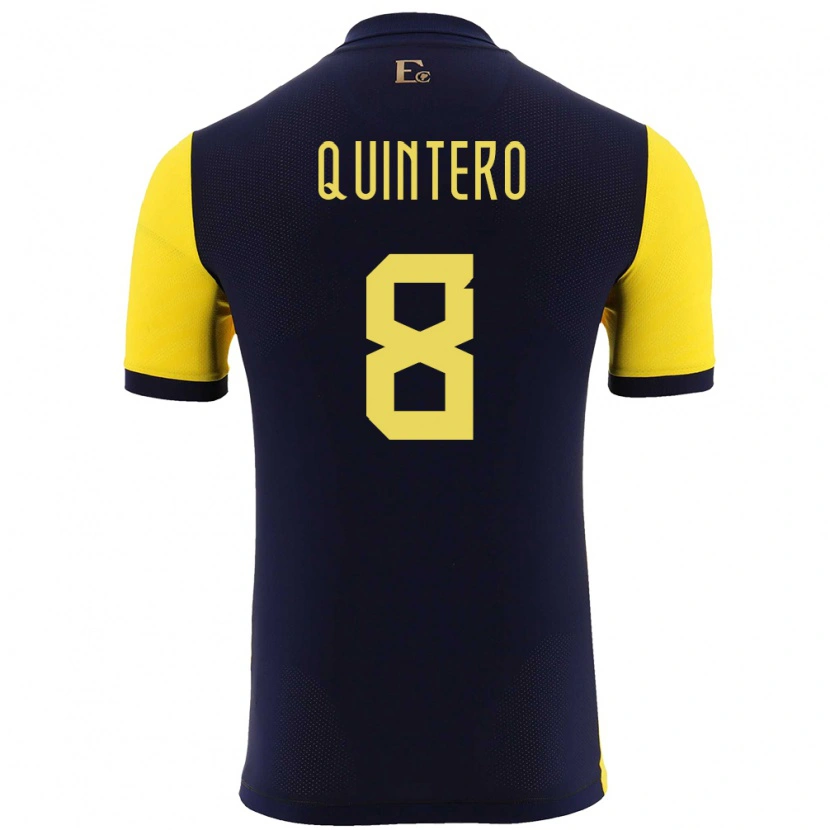 Danxen Kinderen Ecuador Hólger Quintero #8 Geel Thuisshirt Thuistenue 24-26 T-Shirt