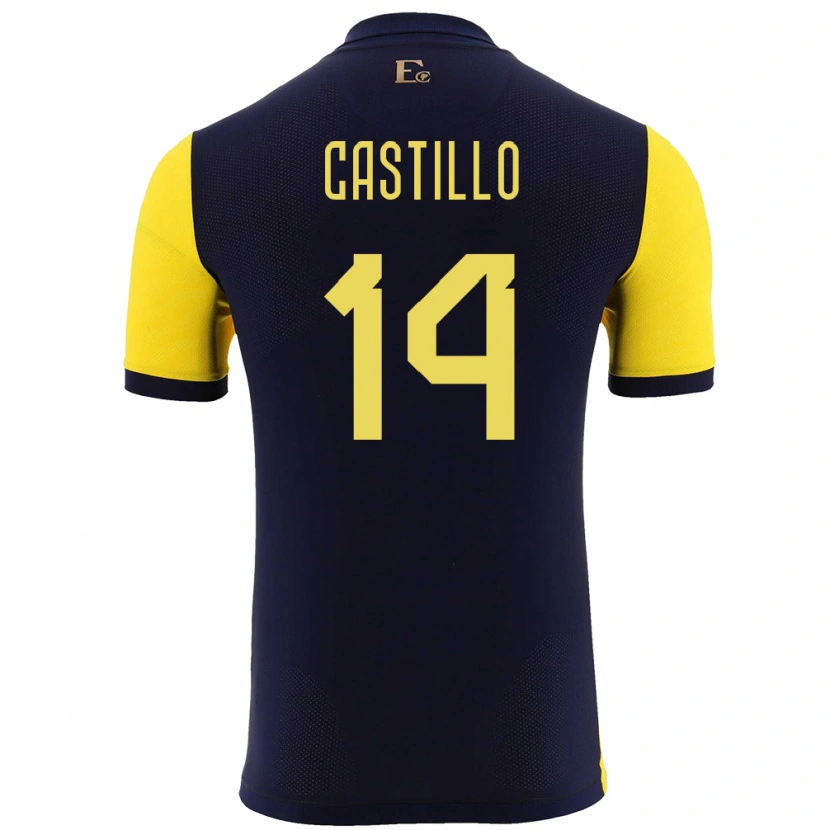 Danxen Kinderen Ecuador Darío Castillo #14 Geel Thuisshirt Thuistenue 24-26 T-Shirt