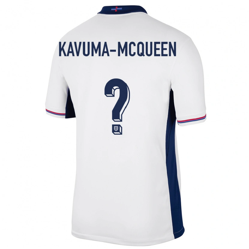 Danxen Kinderen Engeland Ryan Kavuma-Mcqueen #0 Wit Thuisshirt Thuistenue 24-26 T-Shirt