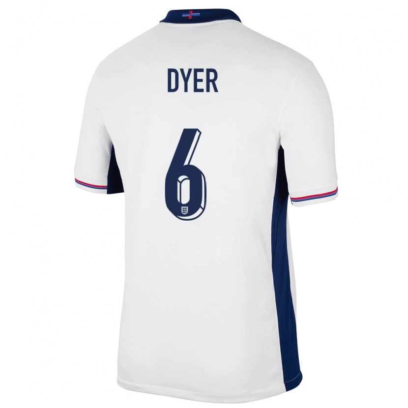 Danxen Kinderen Engeland Kiano Dyer #6 Wit Thuisshirt Thuistenue 24-26 T-Shirt