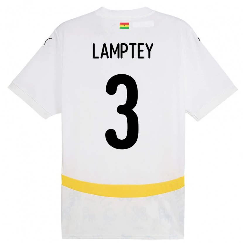 Danxen Kinderen Ghana Tariq Lamptey #3 Wit Thuisshirt Thuistenue 24-26 T-Shirt