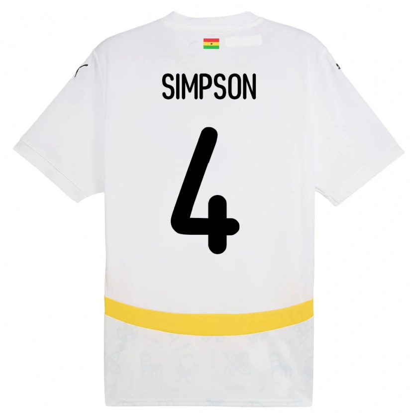 Danxen Kinderen Ghana Razak Simpson #4 Wit Thuisshirt Thuistenue 24-26 T-Shirt
