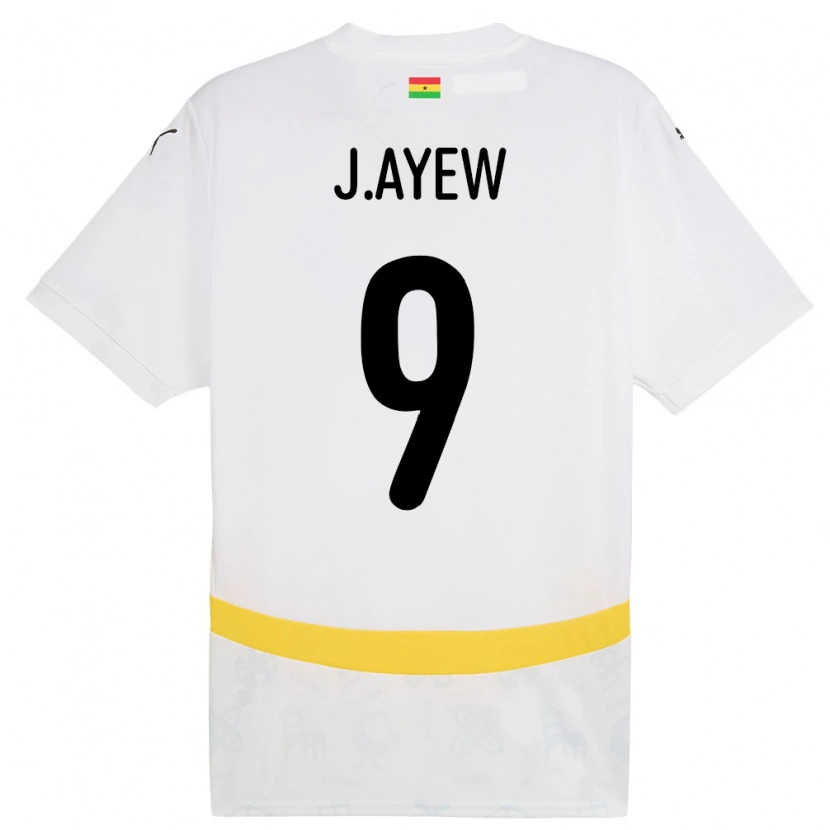 Danxen Kinderen Ghana Jordan Ayew #9 Wit Thuisshirt Thuistenue 24-26 T-Shirt