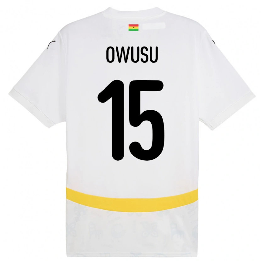 Danxen Kinderen Ghana Elisha Owusu #15 Wit Thuisshirt Thuistenue 24-26 T-Shirt