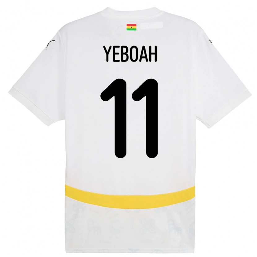 Danxen Kinderen Ghana Emmanuel Yeboah #11 Wit Thuisshirt Thuistenue 24-26 T-Shirt