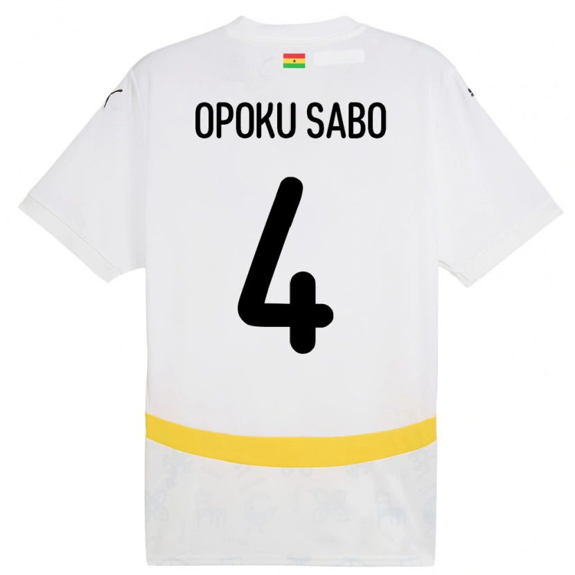 Danxen Kinderen Ghana Alex Opoku Sabo #4 Wit Thuisshirt Thuistenue 24-26 T-Shirt