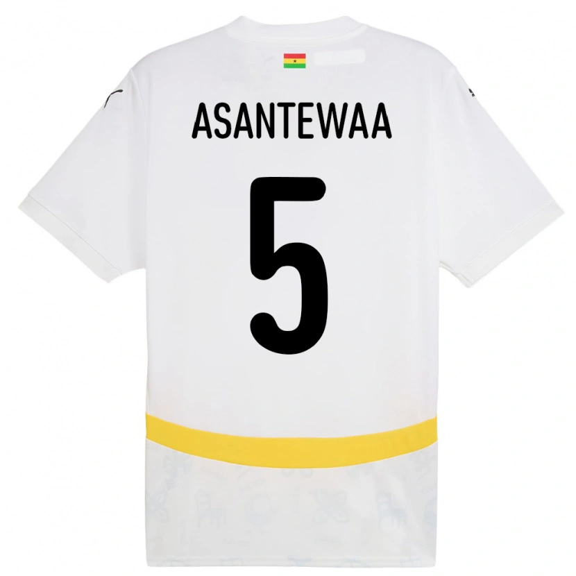 Danxen Kinderen Ghana Grace Asantewaa #5 Wit Thuisshirt Thuistenue 24-26 T-Shirt
