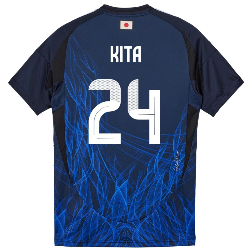 Danxen Kinderen Japan Kazunari Kita #24 Donkerblauw Thuisshirt Thuistenue 24-26 T-Shirt