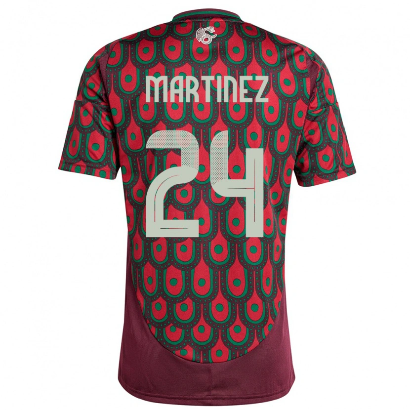 Danxen Kinderen Mexico Guillermo Martínez #24 Kastanjebruin Thuisshirt Thuistenue 24-26 T-Shirt