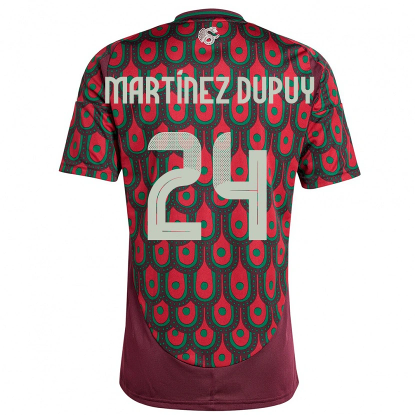Danxen Kinderen Mexico Luca Martínez Dupuy #24 Kastanjebruin Thuisshirt Thuistenue 24-26 T-Shirt