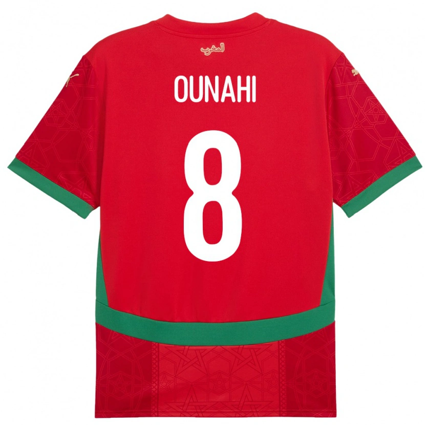 Danxen Kinderen Marokko Azzedine Ounahi #8 Rood Thuisshirt Thuistenue 24-26 T-Shirt