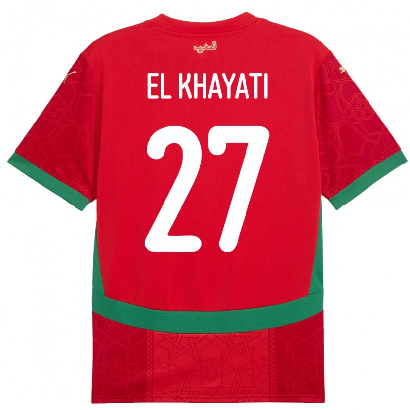 Danxen Kinderen Marokko Ayoub El Khayati #27 Rood Thuisshirt Thuistenue 24-26 T-Shirt